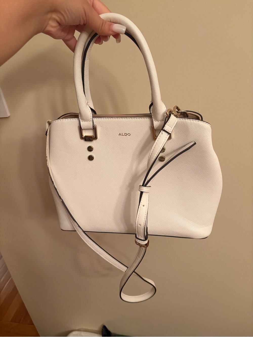 ALDO Cream Satchel with Gold-Tone Hardware